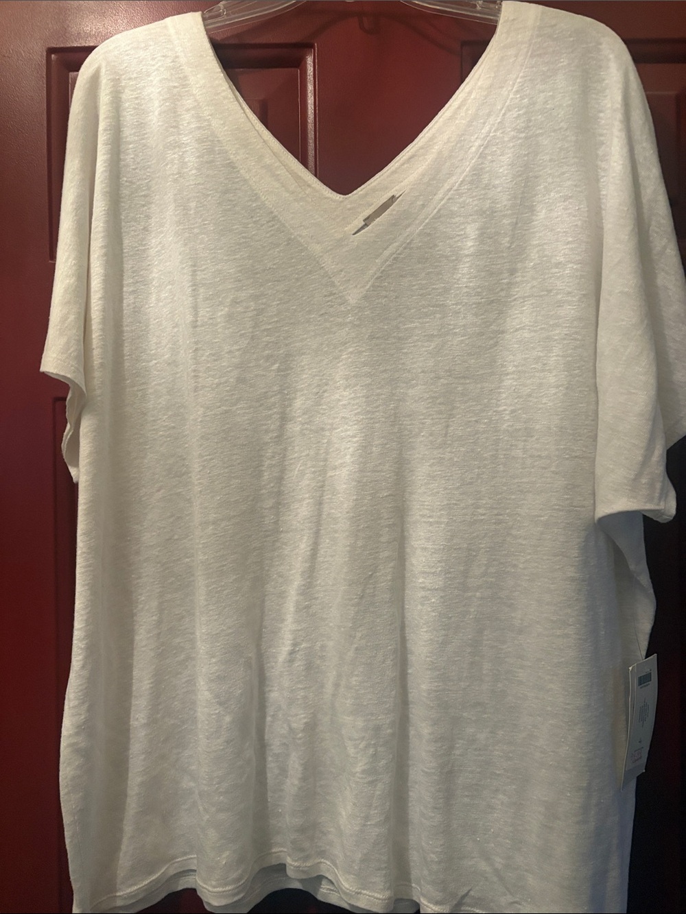 Chico’s Lightweight Vee Neck Alabaster White Slub Tee Sz 4